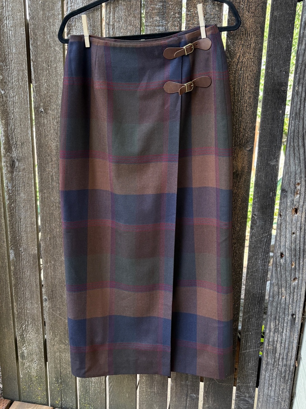 Lauren Ralph Lauren 100% Wool Vintage Plaid Wrap Skirt Sz 10 - Picture 7 of 14